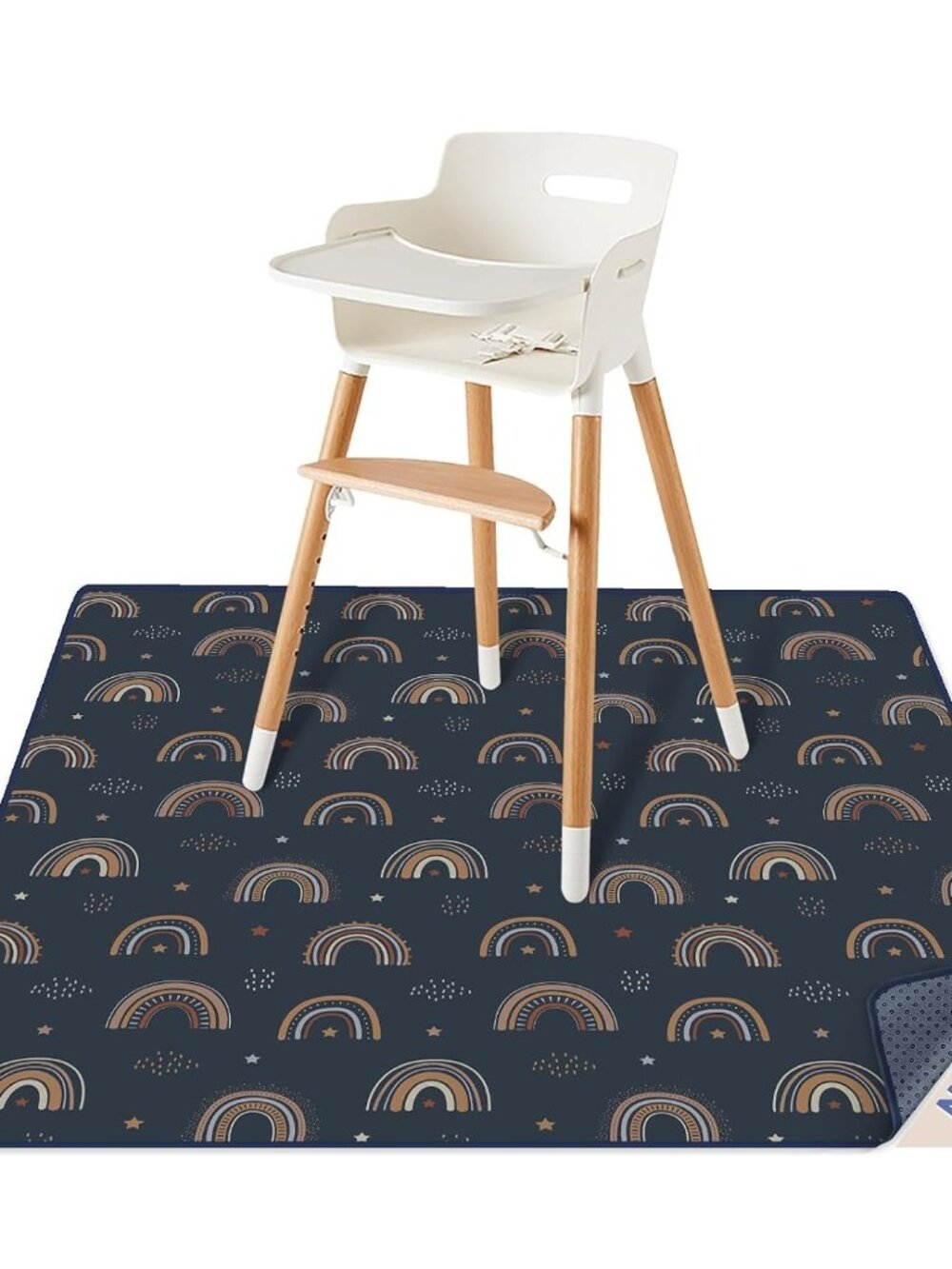 Baby Splat Mat for Under High Chair, 50.4 x 50.4 Inch Wipeable Splash Mat, Water